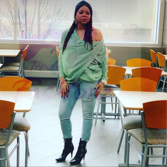 Textured Cowl Off the Shoulder Top- SAGE - Picture 2 of 8